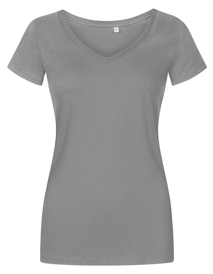 Women´s V-Neck T-Shirt zum Besticken und Bedrucken in der Farbe Steel Grey (Solid) mit Ihren Logo, Schriftzug oder Motiv.