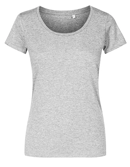 Women´s Deep Scoop T-Shirt zum Besticken und Bedrucken in der Farbe Heather Grey mit Ihren Logo, Schriftzug oder Motiv.