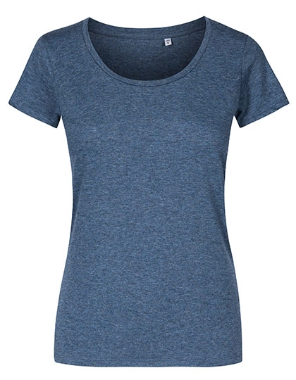 Women´s Deep Scoop T-Shirt zum Besticken und Bedrucken in der Farbe Heather Navy mit Ihren Logo, Schriftzug oder Motiv.