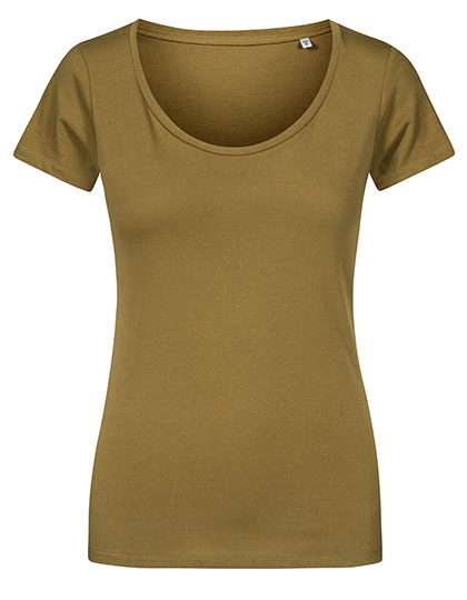 Women´s Deep Scoop T-Shirt zum Besticken und Bedrucken in der Farbe Olive mit Ihren Logo, Schriftzug oder Motiv.