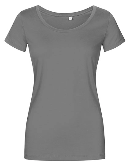 Women´s Deep Scoop T-Shirt zum Besticken und Bedrucken in der Farbe Steel Grey (Solid) mit Ihren Logo, Schriftzug oder Motiv.