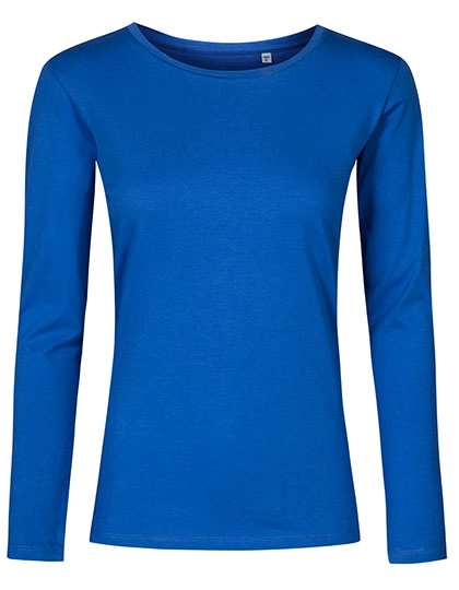 Women´s Roundneck T-Shirt Long Sleeve zum Besticken und Bedrucken in der Farbe Azur Blue mit Ihren Logo, Schriftzug oder Motiv.