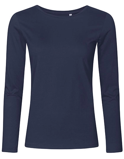 Women´s Roundneck T-Shirt Long Sleeve zum Besticken und Bedrucken in der Farbe French Navy mit Ihren Logo, Schriftzug oder Motiv.