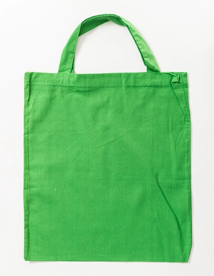 Baumwolltasche, kurze Henkel zum Besticken und Bedrucken in der Farbe Light Green (ca. Pantone 355U-HKS 64) mit Ihren Logo, Schriftzug oder Motiv.