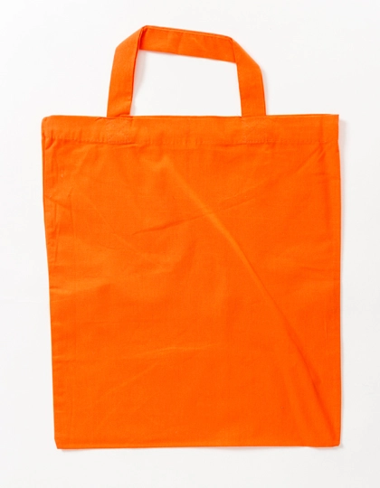 Baumwolltasche, kurze Henkel zum Besticken und Bedrucken in der Farbe Orange (ca. Pantone 021U-HKS 10) mit Ihren Logo, Schriftzug oder Motiv.