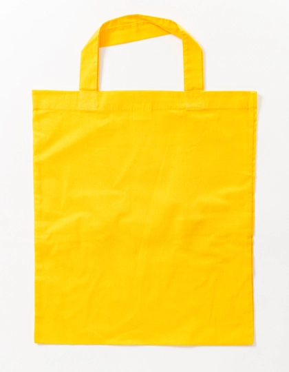 Baumwolltasche, kurze Henkel zum Besticken und Bedrucken in der Farbe Yellow (ca. Pantone 115U-HKS 04) mit Ihren Logo, Schriftzug oder Motiv.