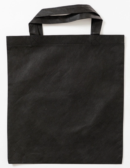 Vliestasche (PP-Tasche) kurze Henkel zum Besticken und Bedrucken in der Farbe Black mit Ihren Logo, Schriftzug oder Motiv.