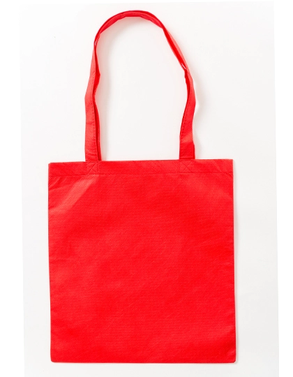 Vliestasche (PP-Tasche) lange Henkel zum Besticken und Bedrucken in der Farbe Red (ca. Pantone 032U-HKS 13-14) mit Ihren Logo, Schriftzug oder Motiv.