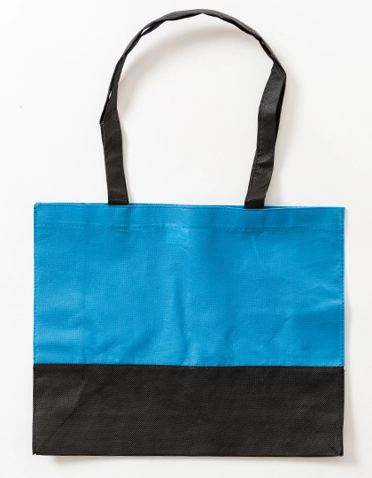 Einkaufstasche Duo zum Besticken und Bedrucken in der Farbe Light Blue-Black mit Ihren Logo, Schriftzug oder Motiv.