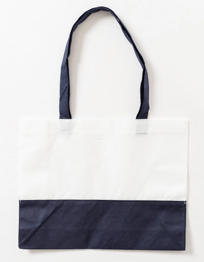 Einkaufstasche Duo zum Besticken und Bedrucken in der Farbe White-Dark Blue mit Ihren Logo, Schriftzug oder Motiv.