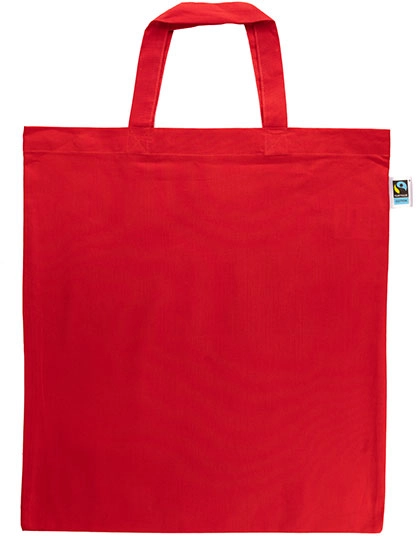 Baumwolltasche, Fairtrade-Baumwolle, kurze Henkel zum Besticken und Bedrucken in der Farbe Red (ca. Pantone 200C) mit Ihren Logo, Schriftzug oder Motiv.
