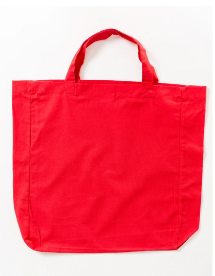 Baumwolltasche mit Seitenfalte zum Besticken und Bedrucken in der Farbe Red (ca. Pantone 032U-HKS 13-14) mit Ihren Logo, Schriftzug oder Motiv.