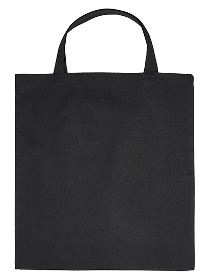 Cotton Bag Short Handles zum Besticken und Bedrucken in der Farbe Black mit Ihren Logo, Schriftzug oder Motiv.