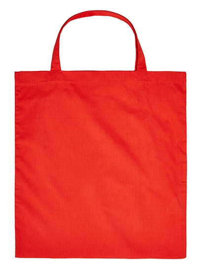 Cotton Bag Short Handles zum Besticken und Bedrucken in der Farbe Red (ca. Pantone 186C) mit Ihren Logo, Schriftzug oder Motiv.
