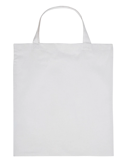 Cotton Bag Short Handles zum Besticken und Bedrucken in der Farbe White mit Ihren Logo, Schriftzug oder Motiv.
