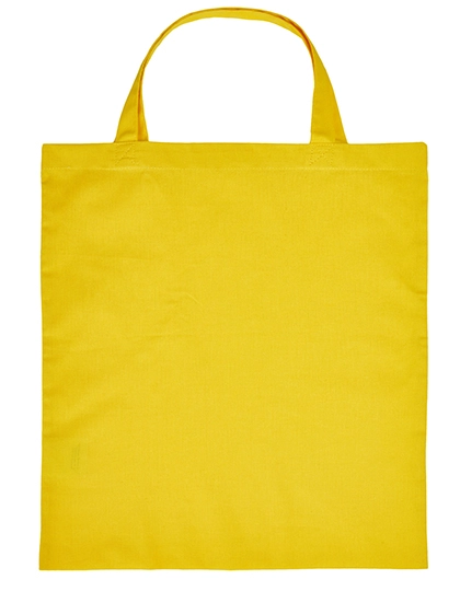 Cotton Bag Short Handles zum Besticken und Bedrucken in der Farbe Yellow (ca. Pantone 123C) mit Ihren Logo, Schriftzug oder Motiv.