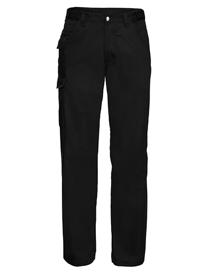 Workwear Polycotton Twill Trousers zum Besticken und Bedrucken in der Farbe Black mit Ihren Logo, Schriftzug oder Motiv.