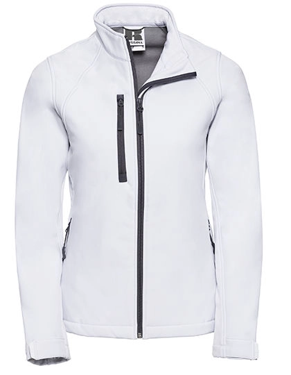 Ladies´ Softshell Jacket zum Besticken und Bedrucken in der Farbe White mit Ihren Logo, Schriftzug oder Motiv.