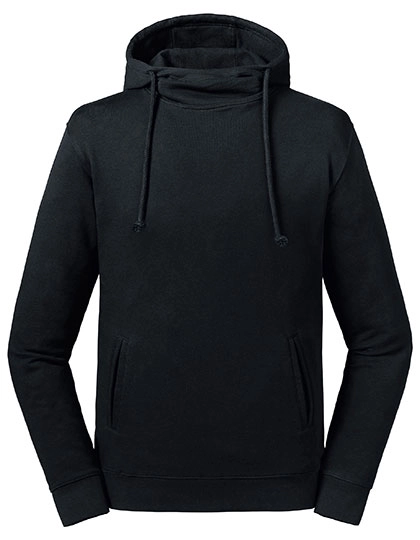 Pure Organic High Collar Hooded Sweat zum Besticken und Bedrucken in der Farbe Black mit Ihren Logo, Schriftzug oder Motiv.