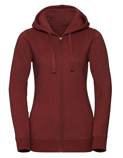 Ladies´ Authentic Melange Zipped Hood Sweat zum Besticken und Bedrucken in der Farbe Brick Red Melange mit Ihren Logo, Schriftzug oder Motiv.
