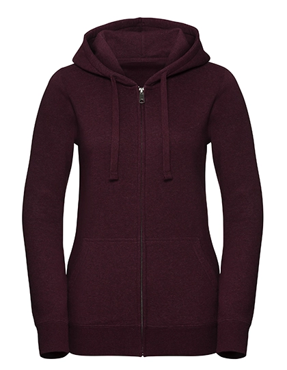 Ladies´ Authentic Melange Zipped Hood Sweat zum Besticken und Bedrucken in der Farbe Burgundy Melange mit Ihren Logo, Schriftzug oder Motiv.