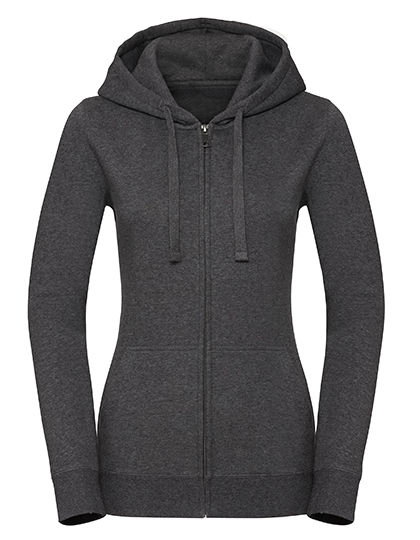 Ladies´ Authentic Melange Zipped Hood Sweat zum Besticken und Bedrucken in der Farbe Carbon Melange mit Ihren Logo, Schriftzug oder Motiv.