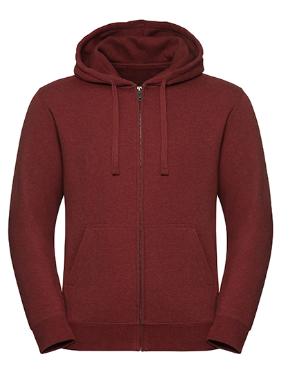 Men´s Authentic Melange Zipped Hood Sweat zum Besticken und Bedrucken in der Farbe Brick Red Melange mit Ihren Logo, Schriftzug oder Motiv.