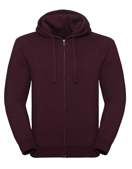 Men´s Authentic Melange Zipped Hood Sweat zum Besticken und Bedrucken in der Farbe Burgundy Melange mit Ihren Logo, Schriftzug oder Motiv.