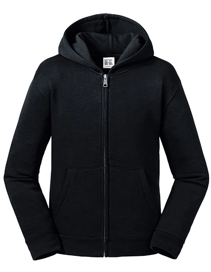 Kids´ Authentic Zipped Hooded Sweat zum Besticken und Bedrucken in der Farbe Black mit Ihren Logo, Schriftzug oder Motiv.