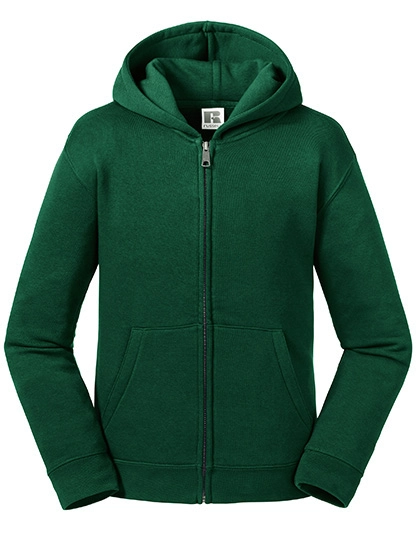 Kids´ Authentic Zipped Hooded Sweat zum Besticken und Bedrucken in der Farbe Bottle Green mit Ihren Logo, Schriftzug oder Motiv.
