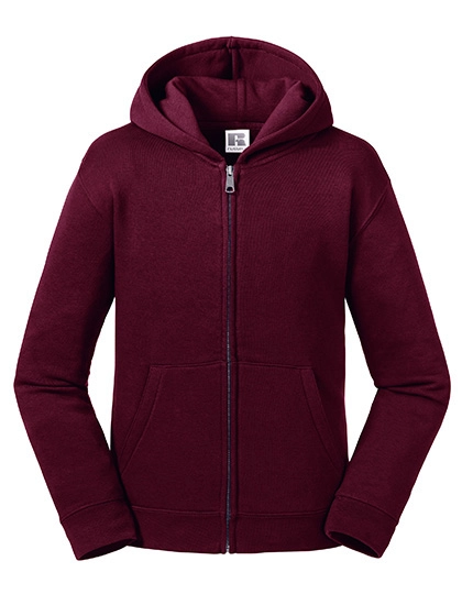 Kids´ Authentic Zipped Hooded Sweat zum Besticken und Bedrucken in der Farbe Burgundy mit Ihren Logo, Schriftzug oder Motiv.