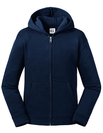 Kids´ Authentic Zipped Hooded Sweat zum Besticken und Bedrucken in der Farbe French Navy mit Ihren Logo, Schriftzug oder Motiv.
