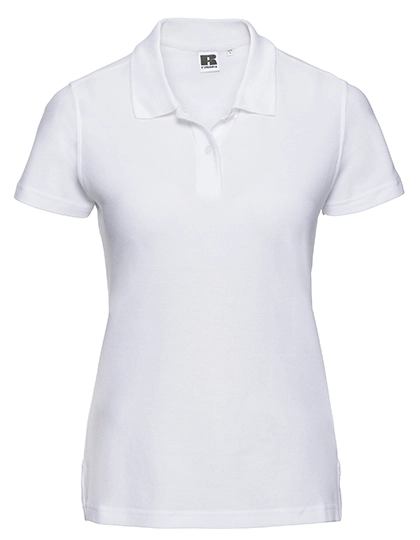 Ladies´ Ultimate Cotton Polo zum Besticken und Bedrucken in der Farbe White mit Ihren Logo, Schriftzug oder Motiv.