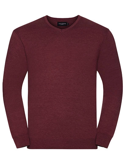 Men´s V-Neck Knitted Pullover zum Besticken und Bedrucken in der Farbe Cranberry Marl mit Ihren Logo, Schriftzug oder Motiv.