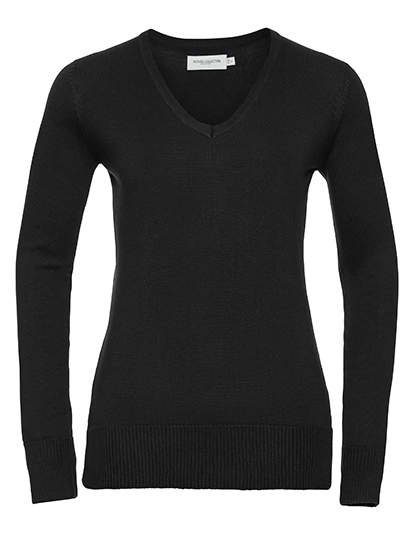 Ladies´ V-Neck Knitted Pullover zum Besticken und Bedrucken in der Farbe Black mit Ihren Logo, Schriftzug oder Motiv.