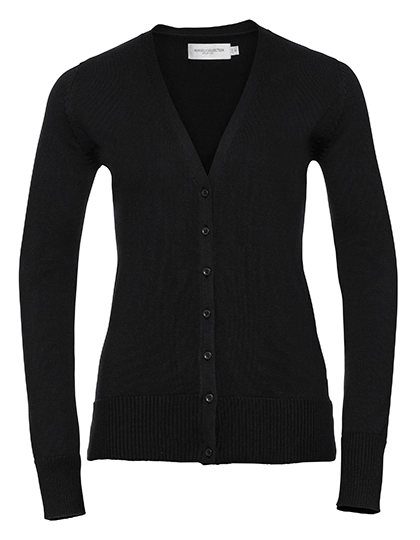 Ladies´ V-Neck Knitted Cardigan zum Besticken und Bedrucken in der Farbe Black mit Ihren Logo, Schriftzug oder Motiv.