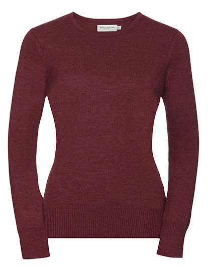 Ladies´ Crew Neck Knitted Pullover zum Besticken und Bedrucken in der Farbe Cranberry Marl mit Ihren Logo, Schriftzug oder Motiv.