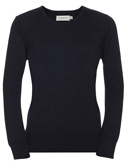 Ladies´ Crew Neck Knitted Pullover zum Besticken und Bedrucken in der Farbe French Navy mit Ihren Logo, Schriftzug oder Motiv.