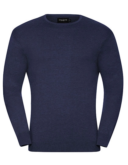Men´s Crew Neck Knitted Pullover zum Besticken und Bedrucken in der Farbe Denim Marl mit Ihren Logo, Schriftzug oder Motiv.