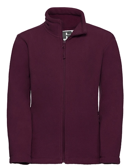Kids´ Full Zip Outdoor Fleece zum Besticken und Bedrucken in der Farbe Burgundy mit Ihren Logo, Schriftzug oder Motiv.