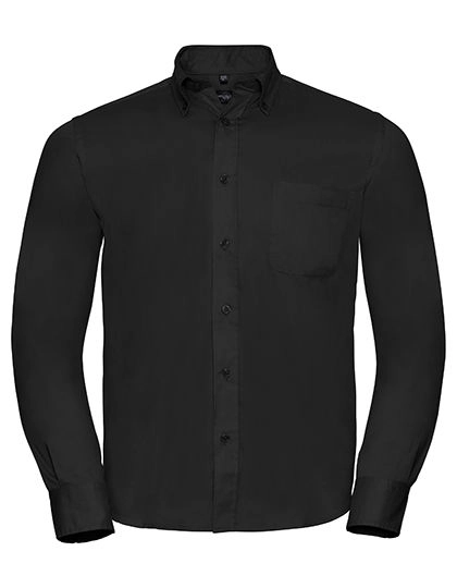 Men´s Long Sleeve Classic Twill Shirt zum Besticken und Bedrucken in der Farbe Black mit Ihren Logo, Schriftzug oder Motiv.
