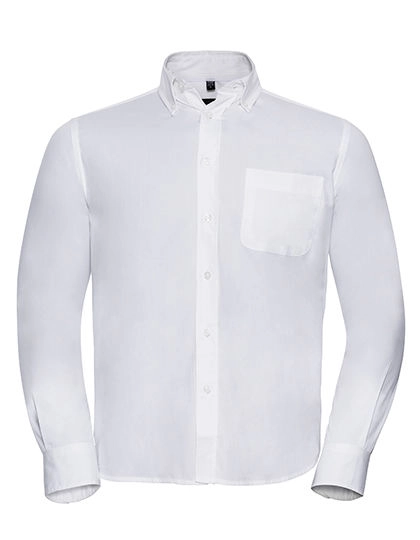 Men´s Long Sleeve Classic Twill Shirt zum Besticken und Bedrucken in der Farbe White mit Ihren Logo, Schriftzug oder Motiv.
