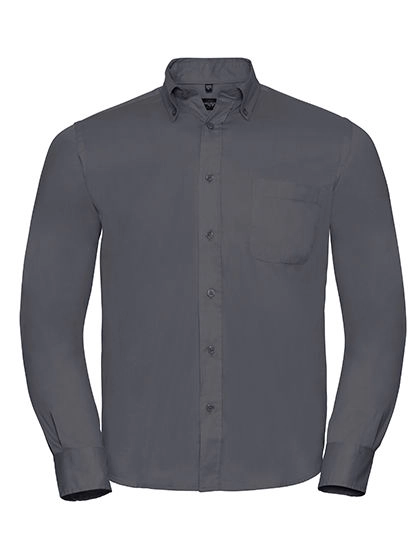 Men´s Long Sleeve Classic Twill Shirt zum Besticken und Bedrucken in der Farbe Zinc mit Ihren Logo, Schriftzug oder Motiv.