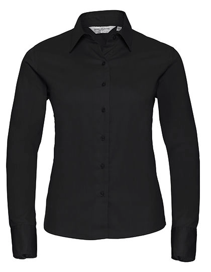 Ladies´ Long Sleeve Classic Twill Shirt zum Besticken und Bedrucken in der Farbe Black mit Ihren Logo, Schriftzug oder Motiv.