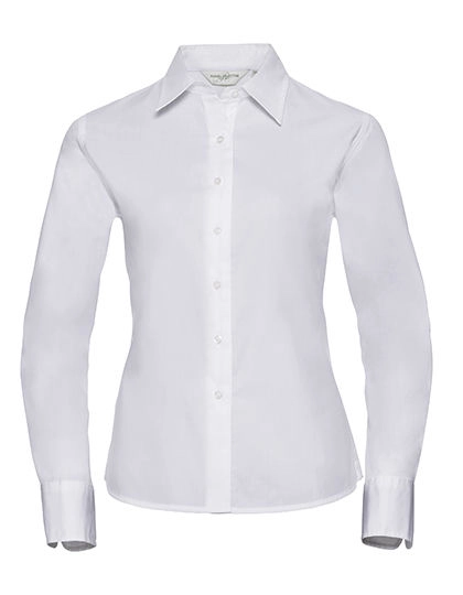 Ladies´ Long Sleeve Classic Twill Shirt zum Besticken und Bedrucken in der Farbe White mit Ihren Logo, Schriftzug oder Motiv.