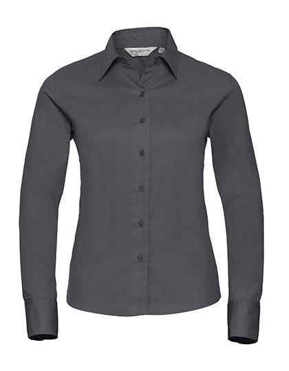 Ladies´ Long Sleeve Classic Twill Shirt zum Besticken und Bedrucken in der Farbe Zinc mit Ihren Logo, Schriftzug oder Motiv.