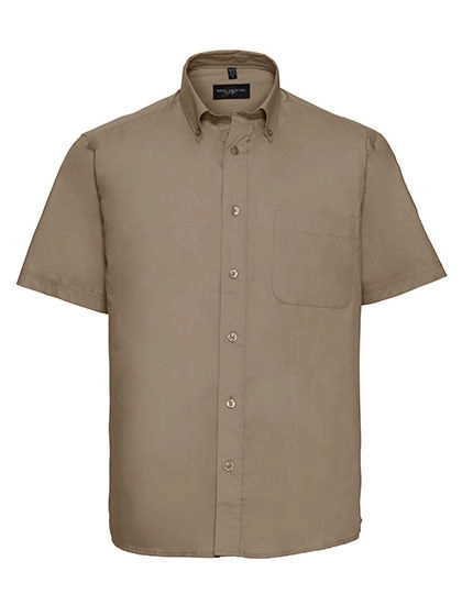 Men´s Short Sleeve Classic Twill Shirt zum Besticken und Bedrucken in der Farbe Khaki mit Ihren Logo, Schriftzug oder Motiv.