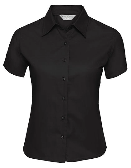 Ladies´ Short Sleeve Classic Twill Shirt zum Besticken und Bedrucken in der Farbe Black mit Ihren Logo, Schriftzug oder Motiv.