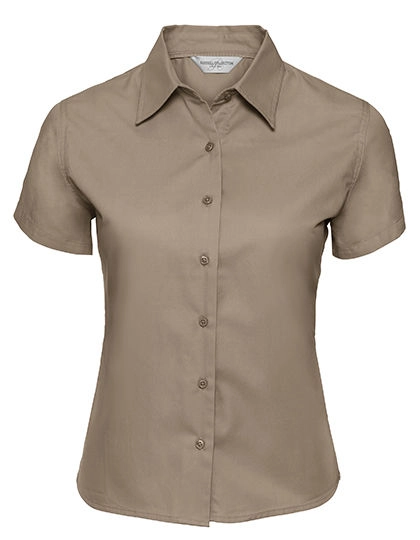 Ladies´ Short Sleeve Classic Twill Shirt zum Besticken und Bedrucken in der Farbe Khaki mit Ihren Logo, Schriftzug oder Motiv.