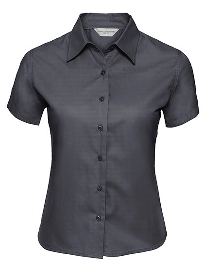 Ladies´ Short Sleeve Classic Twill Shirt zum Besticken und Bedrucken in der Farbe Zinc mit Ihren Logo, Schriftzug oder Motiv.
